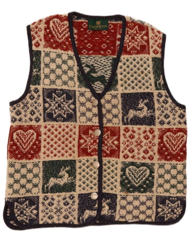 Giesswein Womens Cardigan Sweater EU 42 Large Multicoloured Geometric