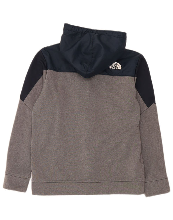 The North Face Boys Zip Hoodie Sweater 11-12 Years Large Grey Colourblock