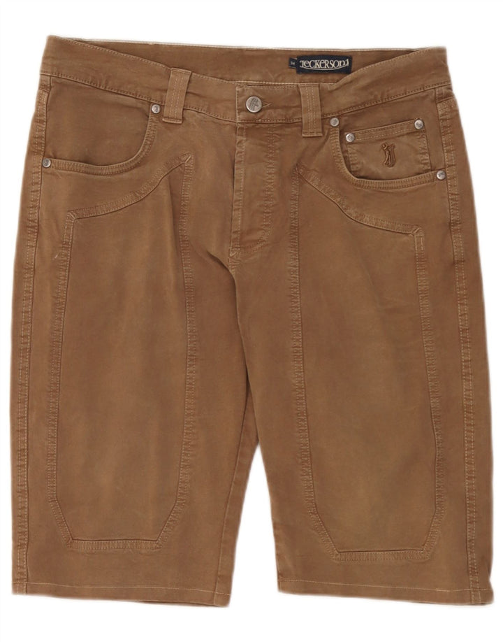 Jeckerson Mens Casual Shorts W34 Large Brown Cotton