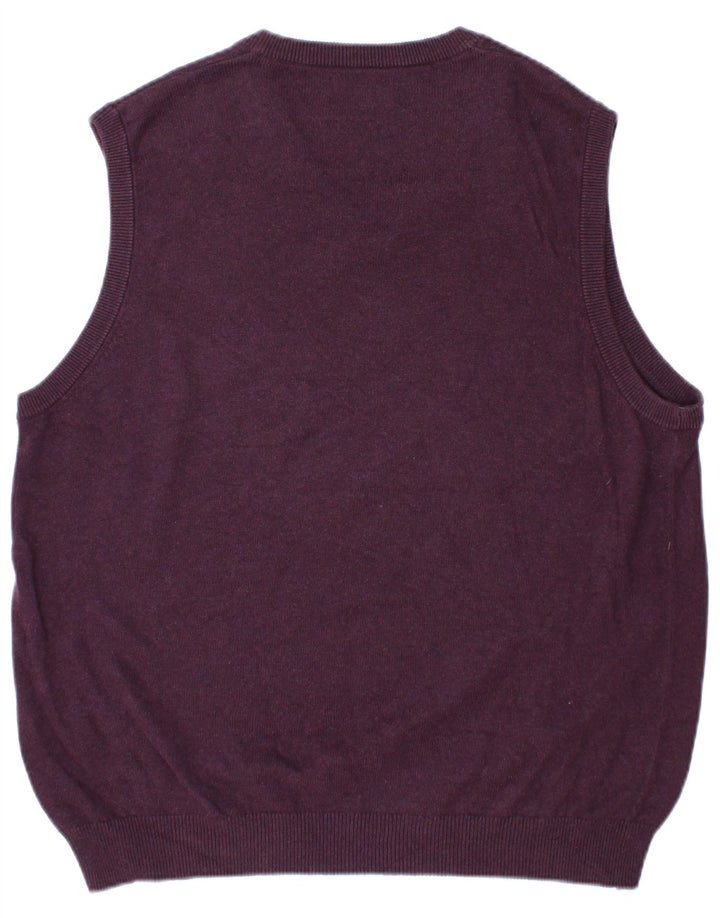 Marks & Spencer Mens Vest Tank Top Large Burgundy Cotton