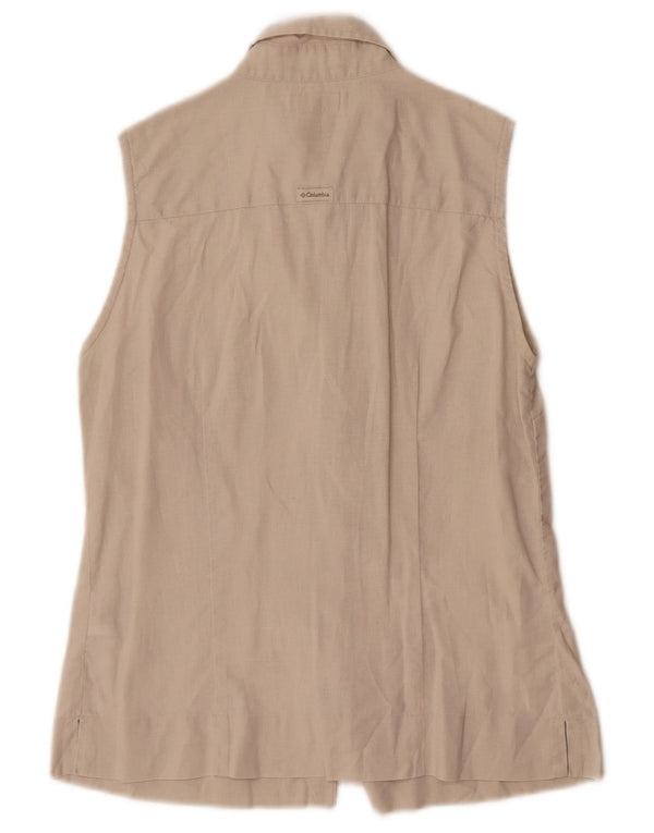 Columbia Womens Sleeveless Shirt UK 10 Small Beige Linen