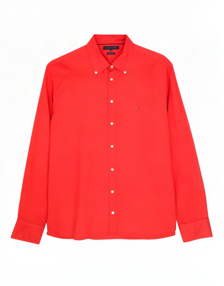 Tommy Hilfiger Mens Shirt XL Red Linen