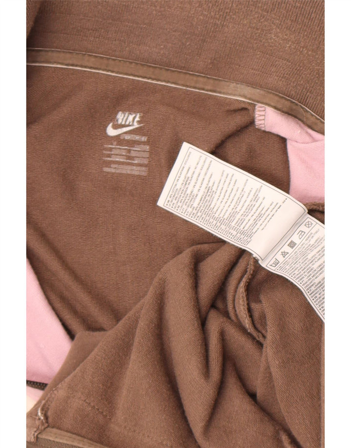 Nike Womens Tracksuit Top Jacket UK 14 Large Pink Colourblock Cotton