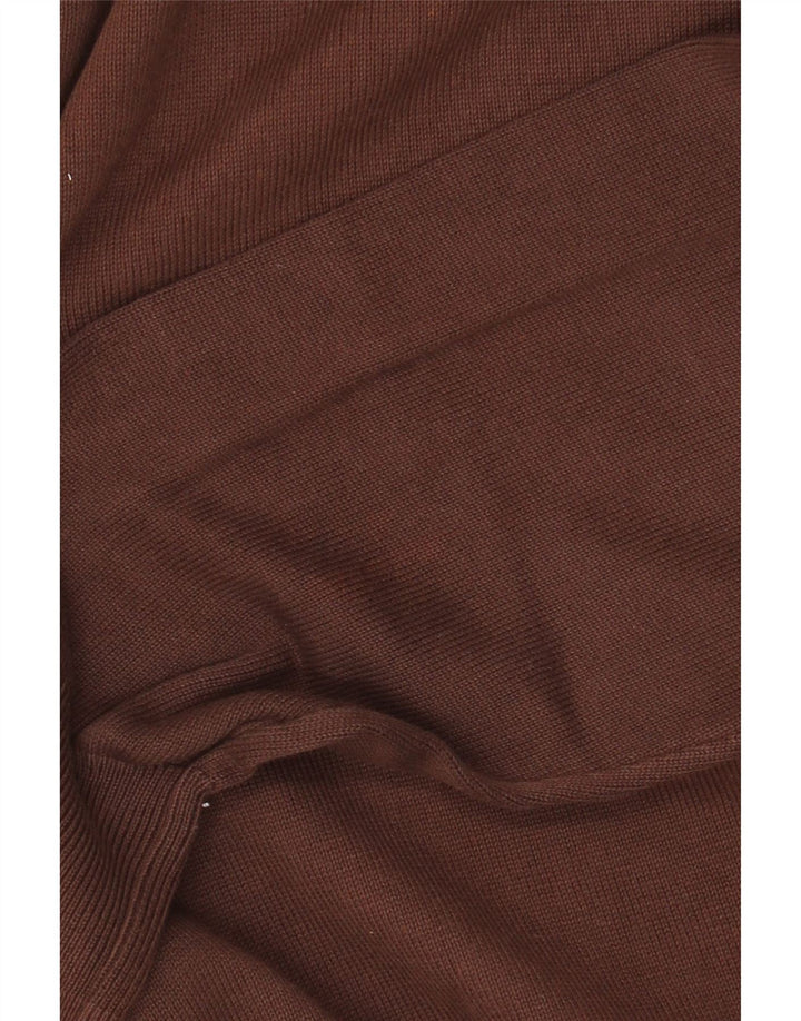 Zara Mens V-Neck Jumper Sweater XL Brown Cotton
