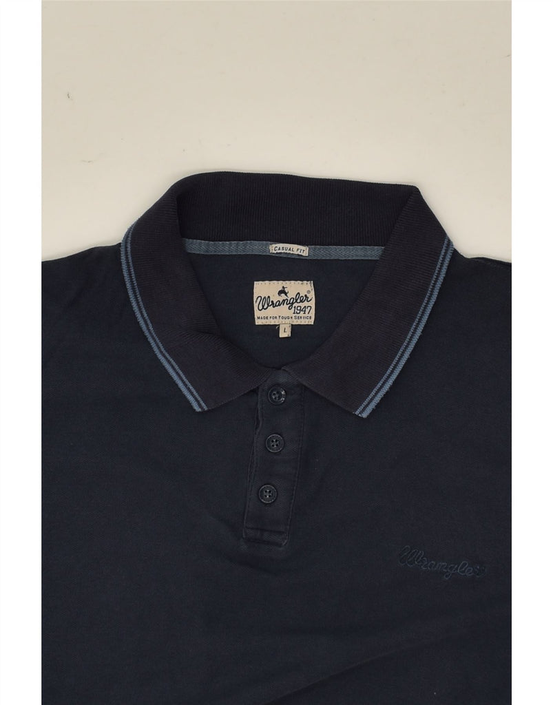 WRANGLER Mens Casual Fit Polo Shirt Large Navy Blue | Vintage Wrangler | Thrift | Second-Hand Wrangler | Used Clothing | Messina Hembry 