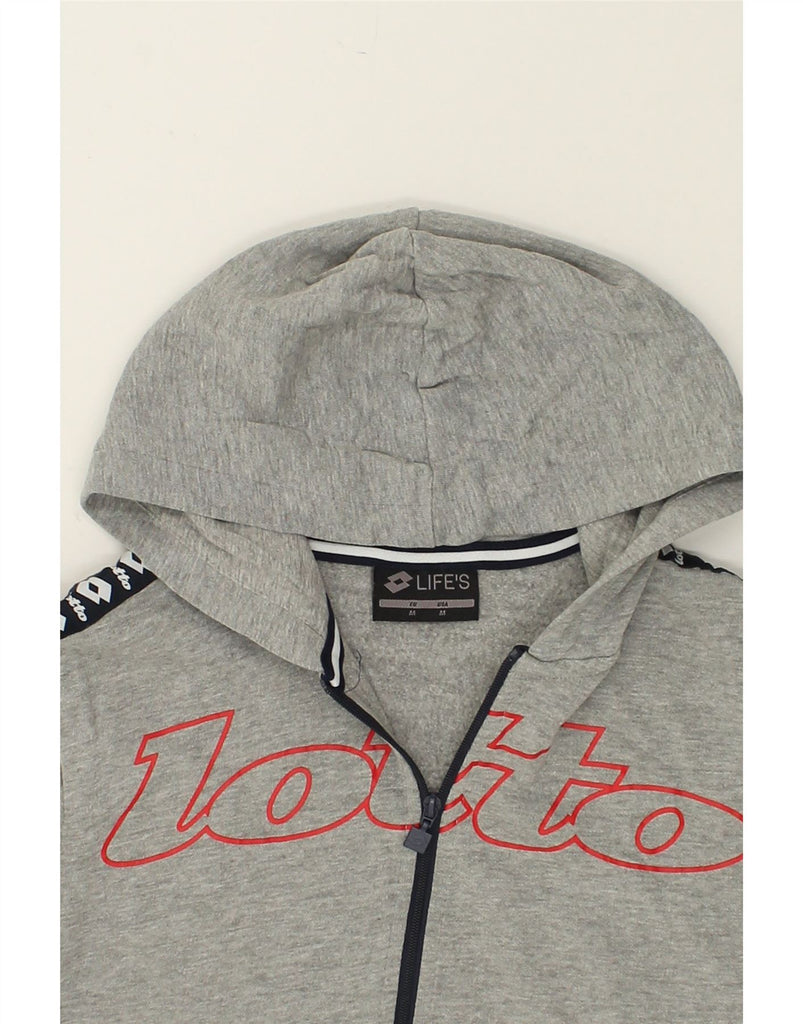 LOTTO Boys Graphic Zip Hoodie Sweater 10-11 Years Medium Grey Cotton | Vintage Lotto | Thrift | Second-Hand Lotto | Used Clothing | Messina Hembry 