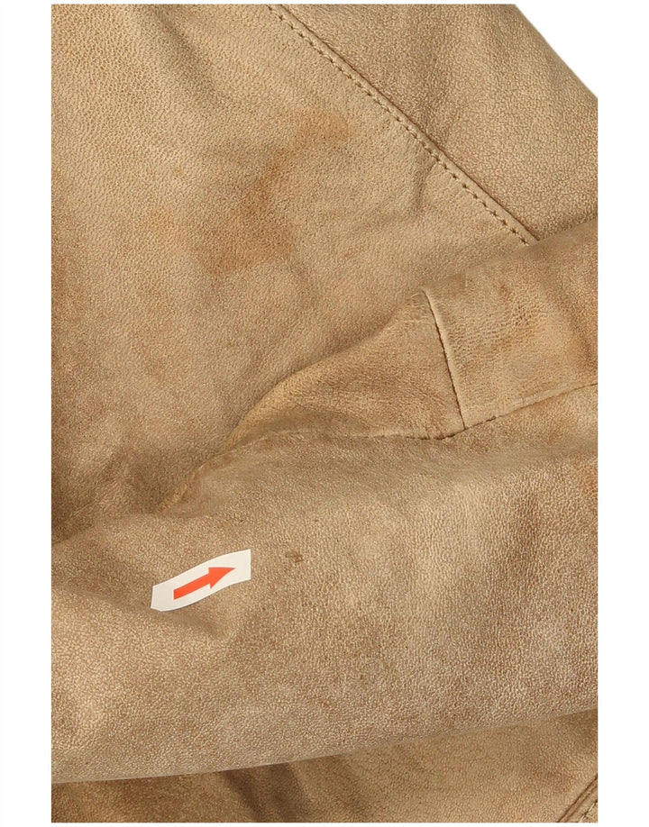Vintage Mens 2 Button Suede Blazer Jacket UK 40 Large Beige Leather