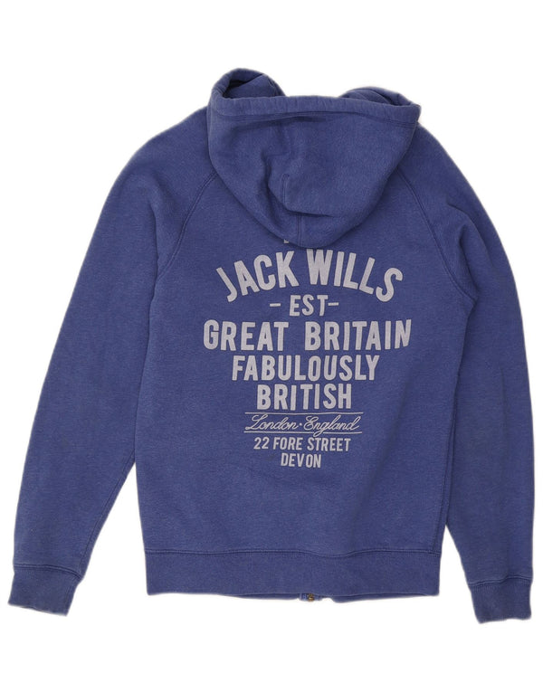 Jack Wills Mens Graphic Zip Hoodie Sweater XS Blue Cotton