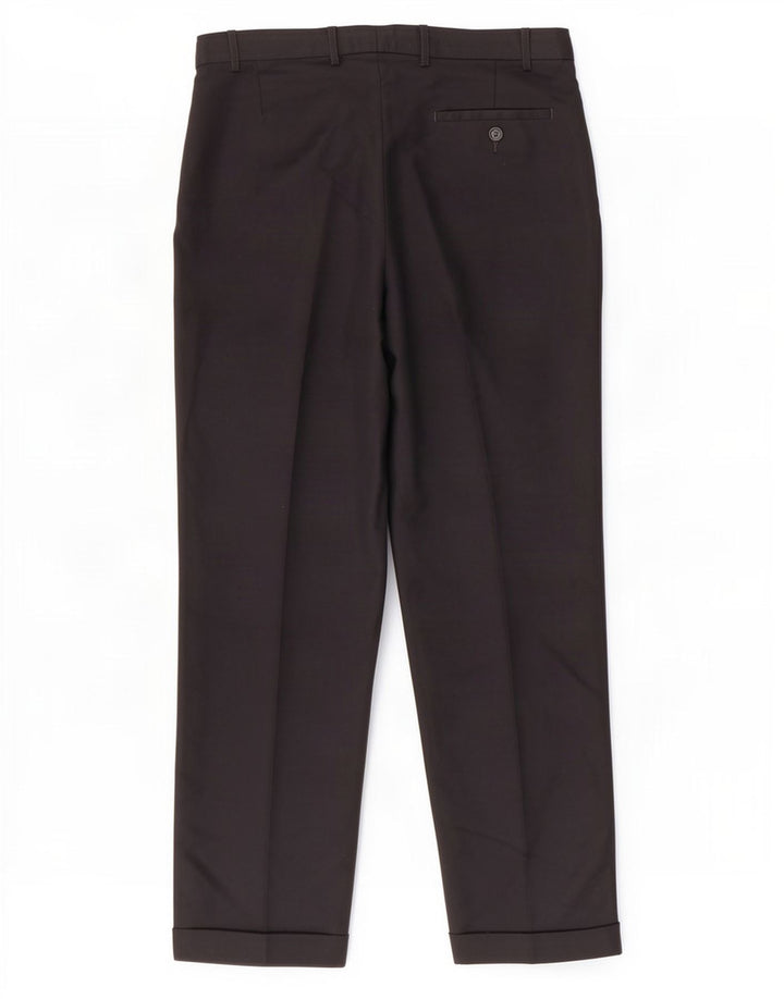 Marks & Spencer Mens Straight Suit Trousers W36 L31 Navy Blue Polyester