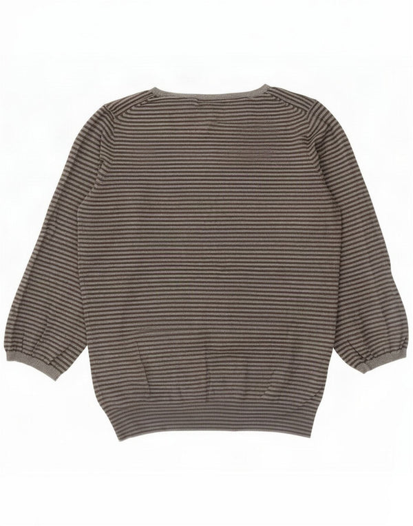 Marks & Spencer Womens Boat Neck Jumper Sweater UK 14 Medium Grey Striped