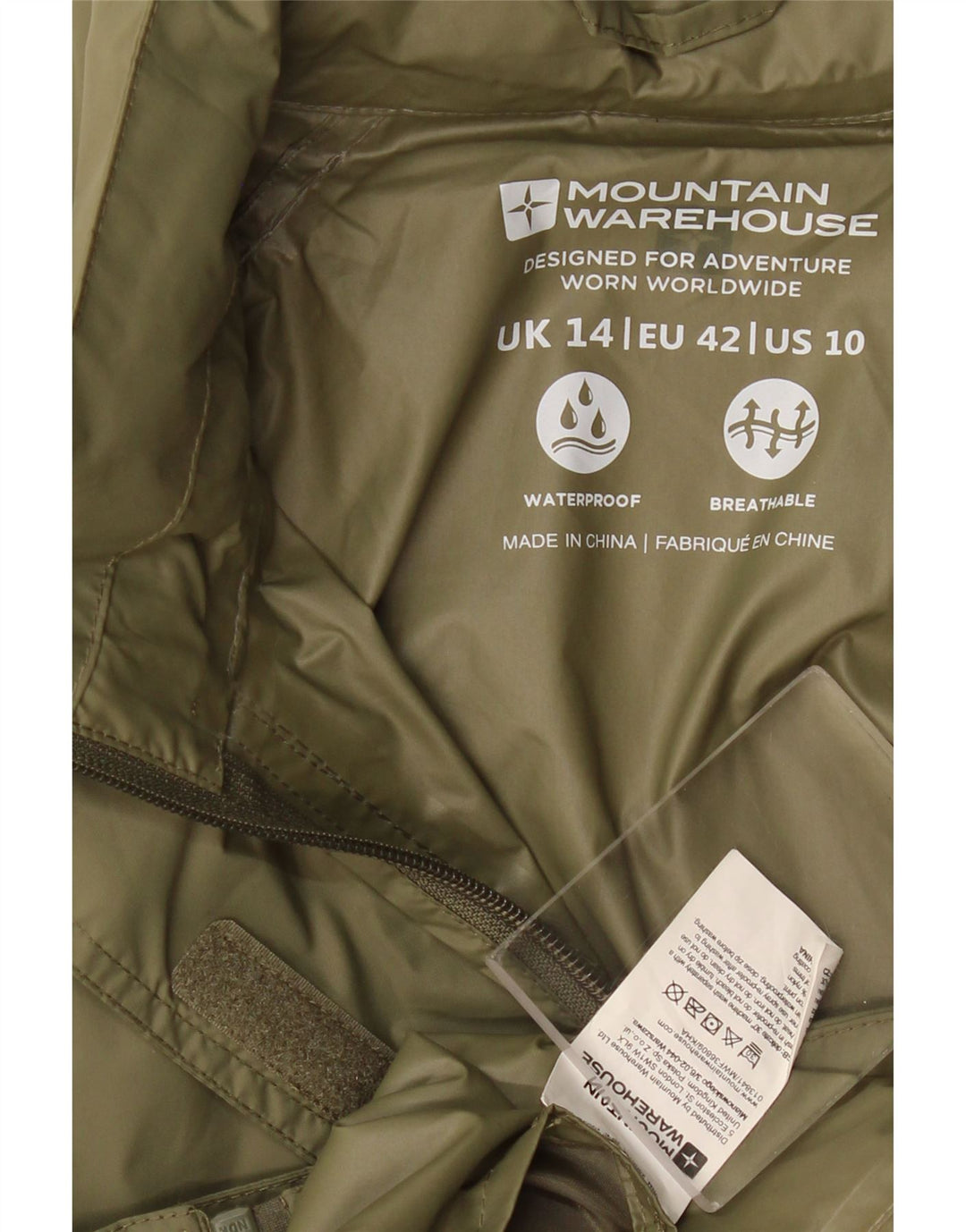 Mountain Warehouse Womens Rain Jacket UK 14 Large Khaki Nylon