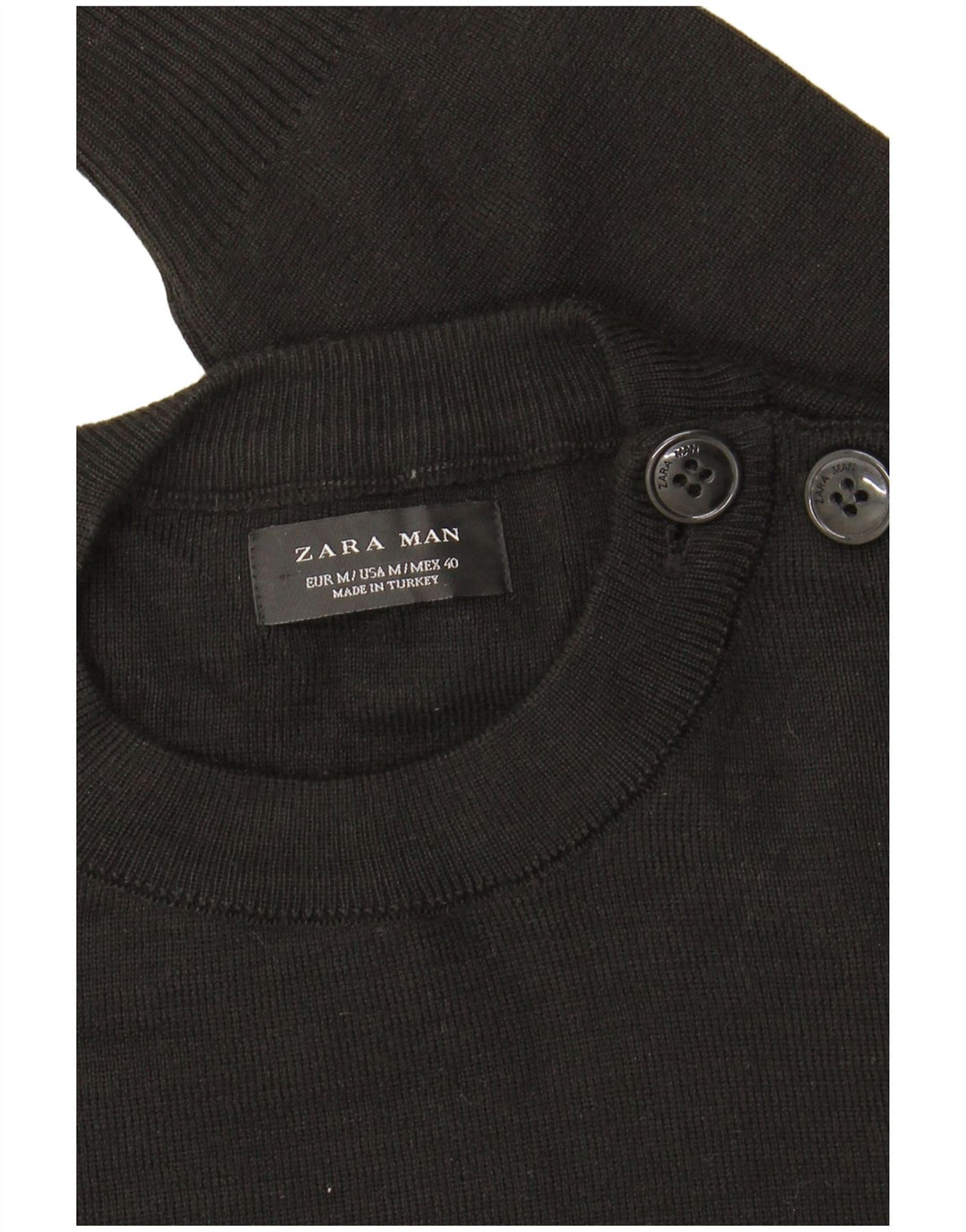 Zara Mens Crew Neck Jumper Sweater Medium Black