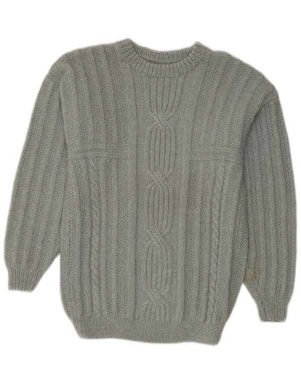 Vintage Mens Crew Neck Jumper Sweater Medium Grey