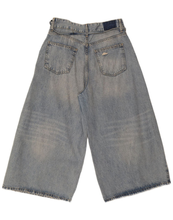 Zara Womens Wide Leg Capri Jeans EU 40 Medium W30 L21 Blue Cotton