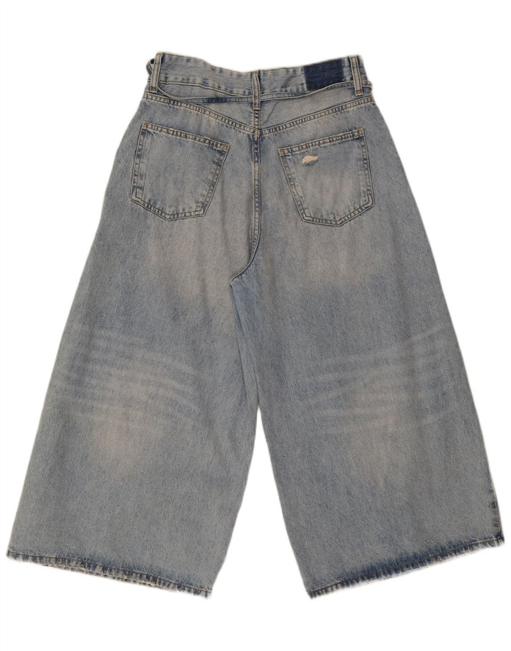 Zara Womens Wide Leg Capri Jeans EU 40 Medium W30 L21 Blue Cotton