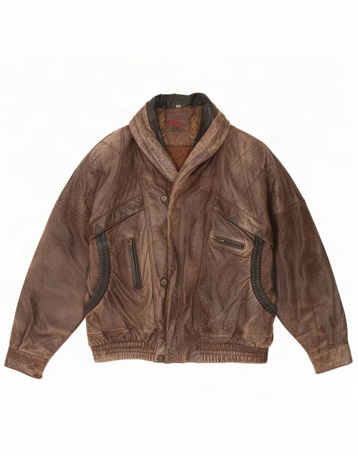 Rover&Lakes Mens Leather Jacket IT 52 XL Brown