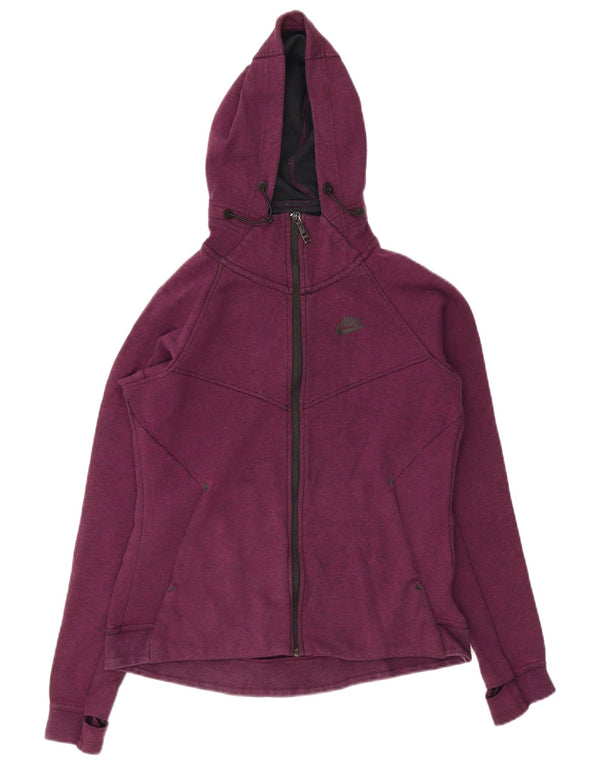 Nike Womens Zip Hoodie Sweater UK 14 Medium Purple Cotton