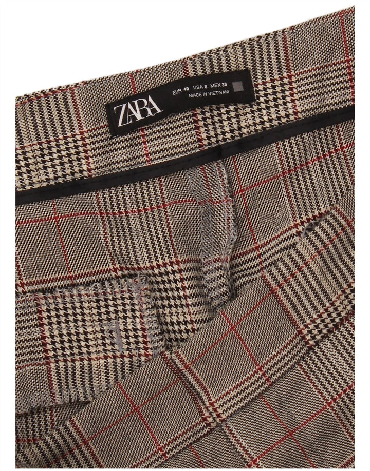 Zara Womens Slim Chino Trousers EU 40 Medium W30 L27 Grey Houndstooth