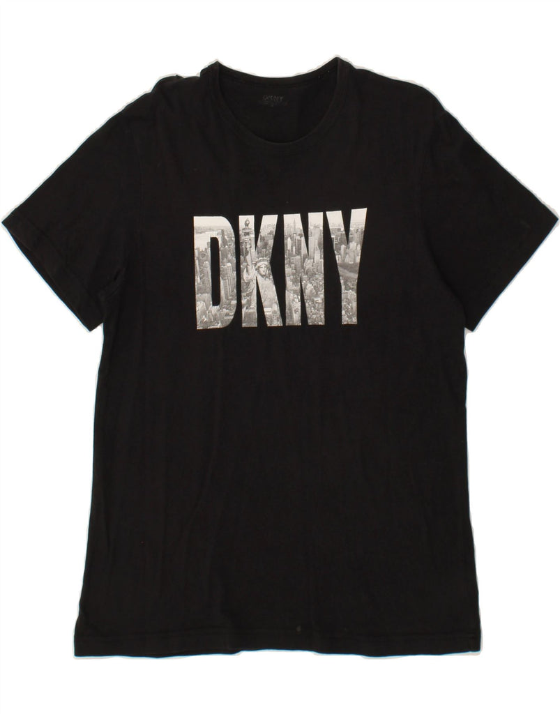 DKNY Mens Graphic T-Shirt Top Medium Black Cotton Vintage Dkny and Second-Hand Dkny from Messina Hembry 