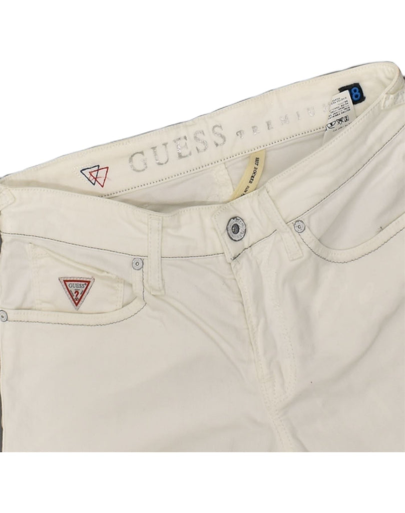 GUESS Womens Erit Rocker Slim Fit Casual Trousers W28 L32 White Cotton | Vintage Guess | Thrift | Second-Hand Guess | Used Clothing | Messina Hembry 