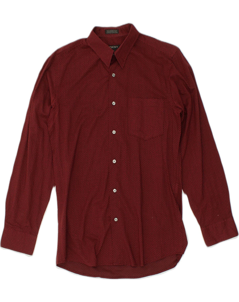 DKNY Mens Shirt Medium Burgundy Polka Dot Cotton | Vintage Dkny | Thrift | Second-Hand Dkny | Used Clothing | Messina Hembry 