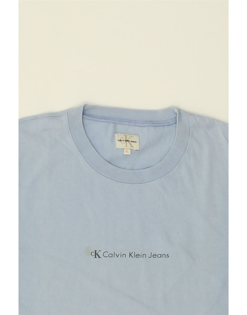 CALVIN KLEIN JEANS Mens Graphic T-Shirt Top XL Blue Cotton | Vintage Calvin Klein Jeans | Thrift | Second-Hand Calvin Klein Jeans | Used Clothing | Messina Hembry 