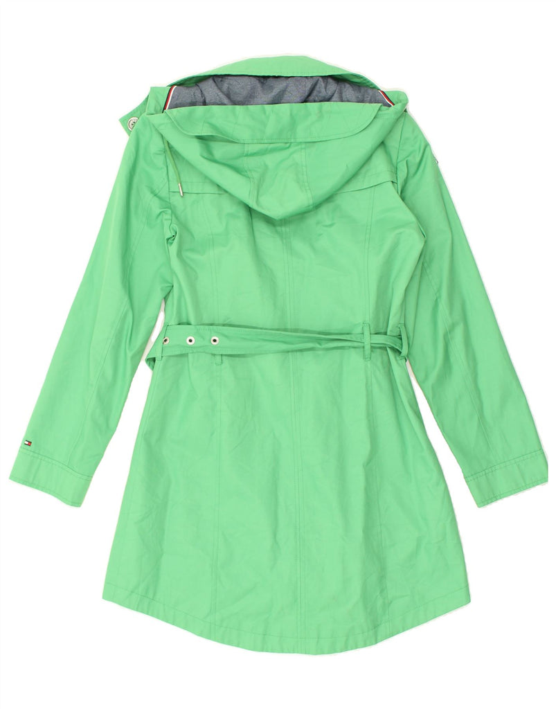 TOMMY HILFIGER Womens Hooded Trench Coat UK 10 Small Green Cotton | Vintage Tommy Hilfiger | Thrift | Second-Hand Tommy Hilfiger | Used Clothing | Messina Hembry 