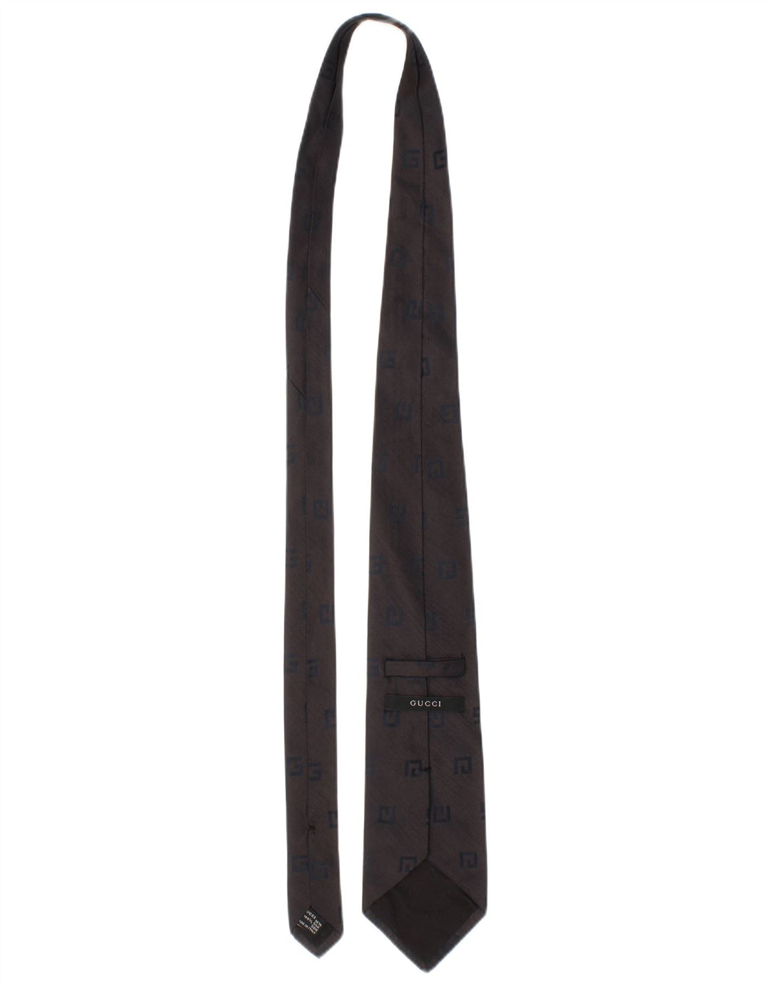 Gucci Mens Tie One Size Grey Silk Classic