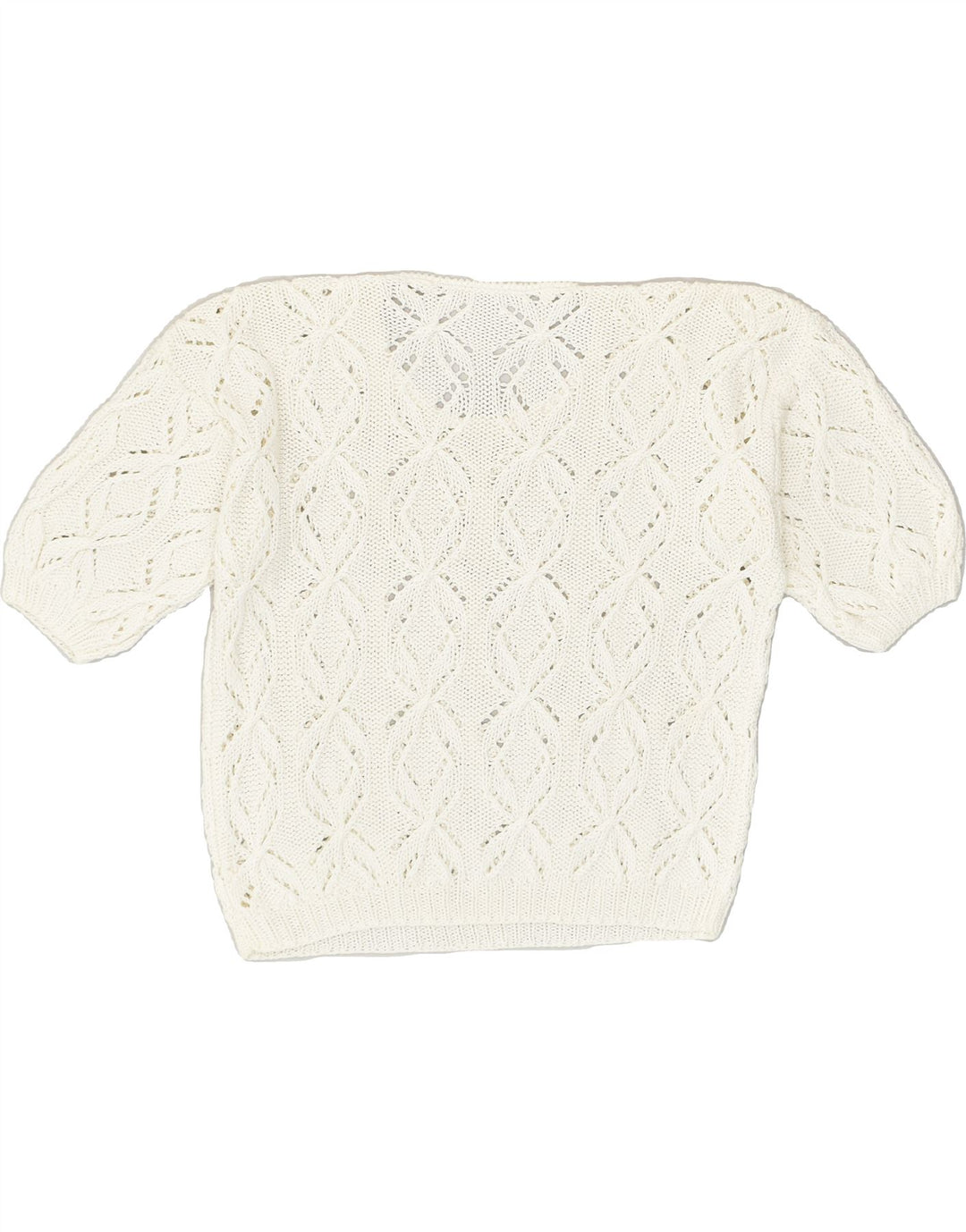 VINTAGE Womens Short Sleeve Crew Neck Jumper Sweater UK 14 Large White | Vintage Vintage | Thrift | Second-Hand Vintage | Used Clothing | Messina Hembry 