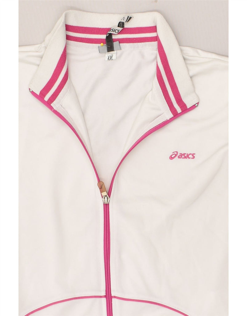 ASICS Womens Tracksuit Top Jacket UK 20 2XL White Polyester | Vintage Asics | Thrift | Second-Hand Asics | Used Clothing | Messina Hembry 