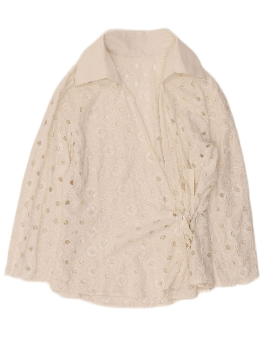 Vintage Womens See Through Wrap Shirt Blouse UK 14 Medium White
