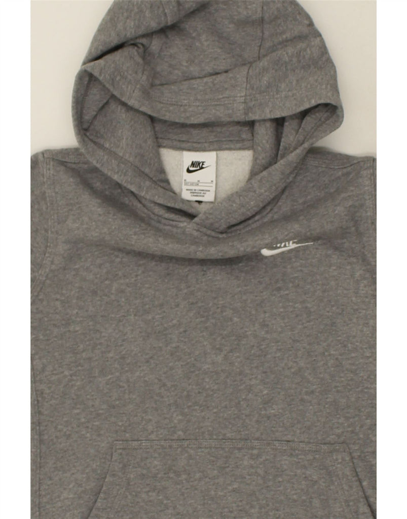 NIKE Boys Hoodie Jumper 9-10 Years Medium Grey Cotton | Vintage Nike | Thrift | Second-Hand Nike | Used Clothing | Messina Hembry 