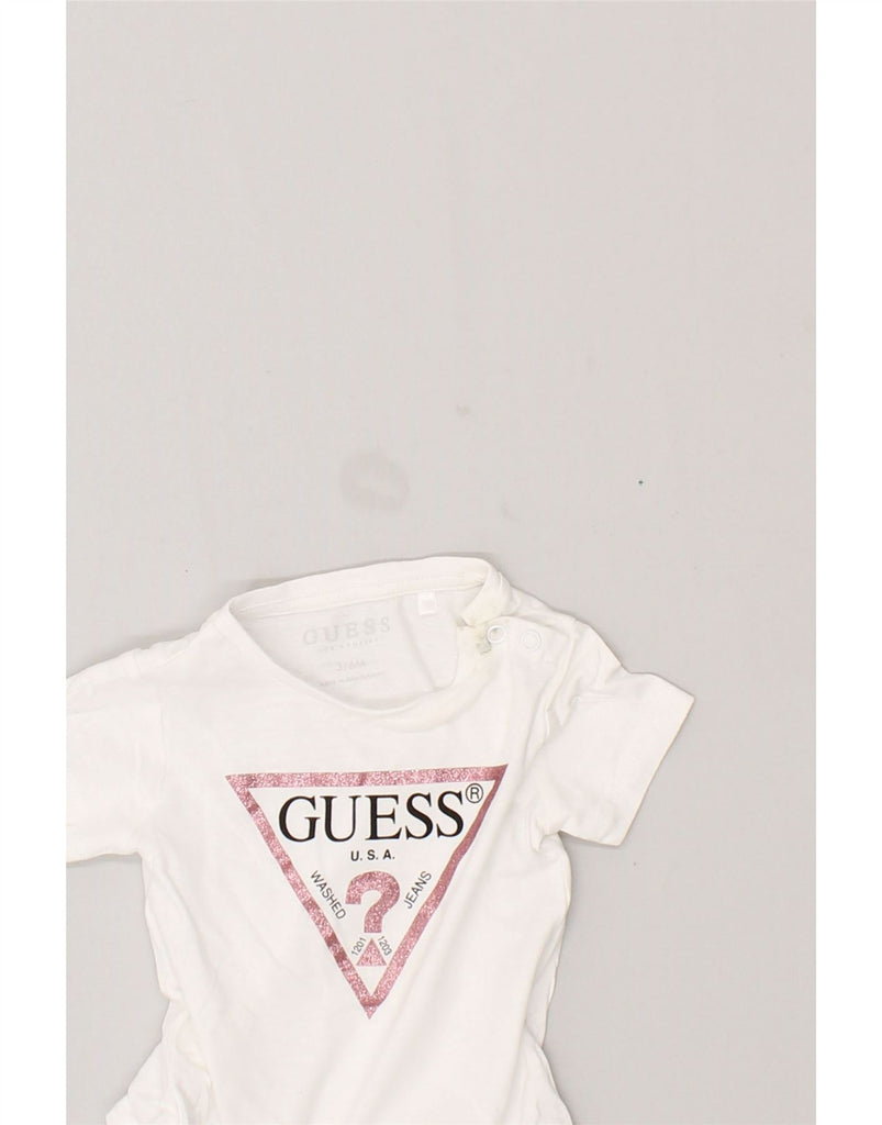 GUESS Baby Girls Graphic T-Shirt Top 3-6 Months White | Vintage Guess | Thrift | Second-Hand Guess | Used Clothing | Messina Hembry 