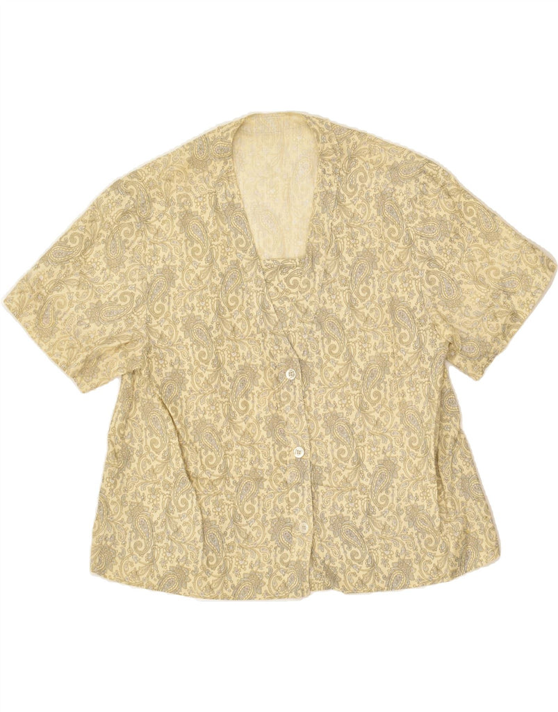 VINTAGE Womens Short Sleeve Shirt Blouse UK 12 Medium Beige Paisley | Vintage Vintage | Thrift | Second-Hand Vintage | Used Clothing | Messina Hembry 