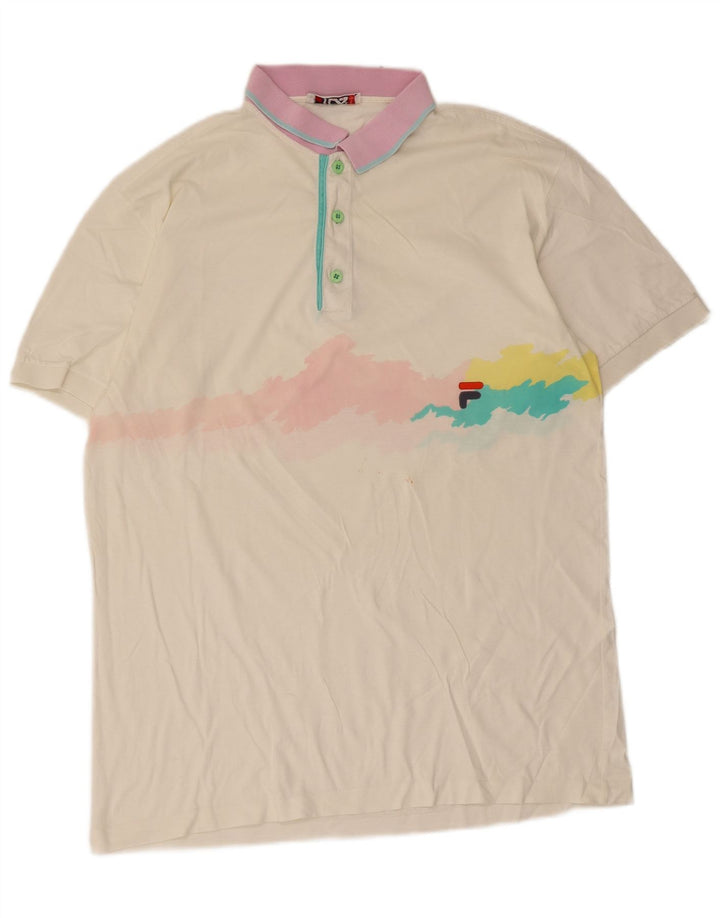 Fila Mens Polo Shirt IT 54 XL White Tie Dye