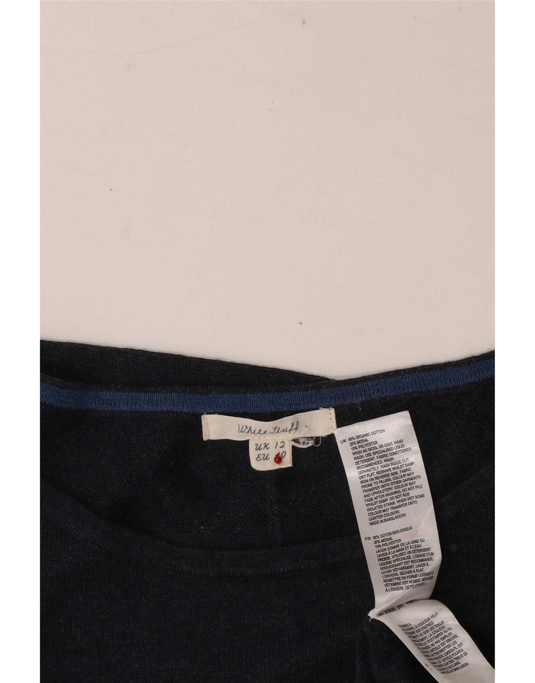 White Stuff Womens Boat Neck Jumper Sweater UK 12 Medium Navy Blue Cotton
