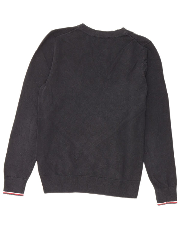 Tommy Hilfiger Womens V-Neck Jumper Sweater UK 6 XS Black Cotton