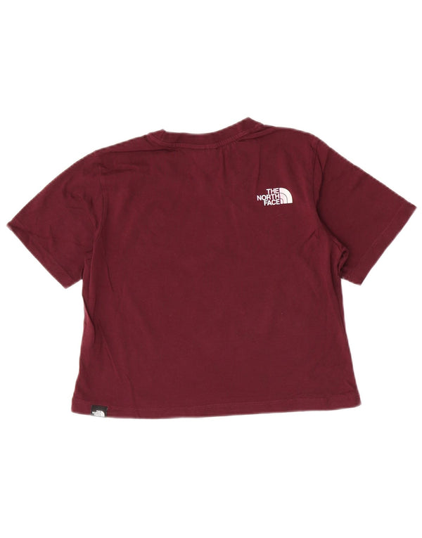 The North Face Womens Crop Graphic T-Shirt Top UK 6 XS Maroon Cotton