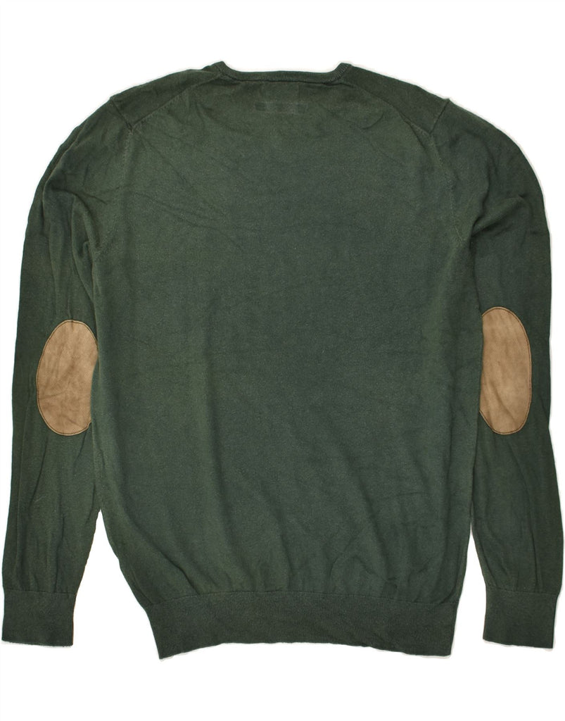 MASSIMO DUTTI Mens Crew Neck Jumper Sweater Medium Green Cotton | Vintage Massimo Dutti | Thrift | Second-Hand Massimo Dutti | Used Clothing | Messina Hembry 