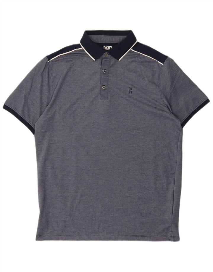 DKNY Mens Polo Shirt Medium Navy Blue Cotton