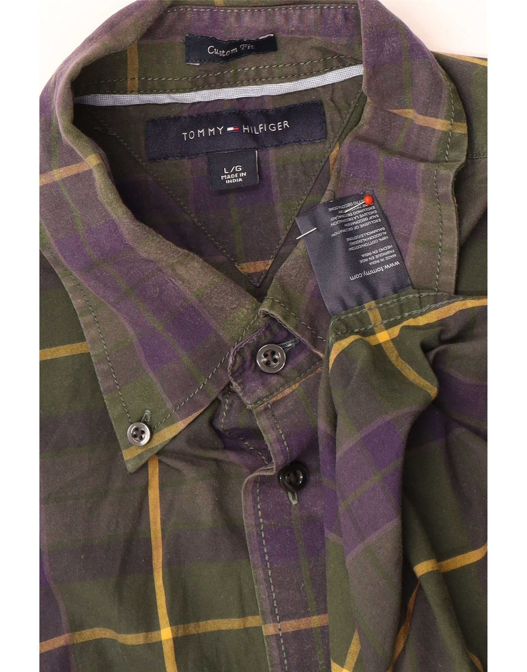 Tommy Hilfiger Mens Custom Fit Shirt Large Multicoloured Check Cotton