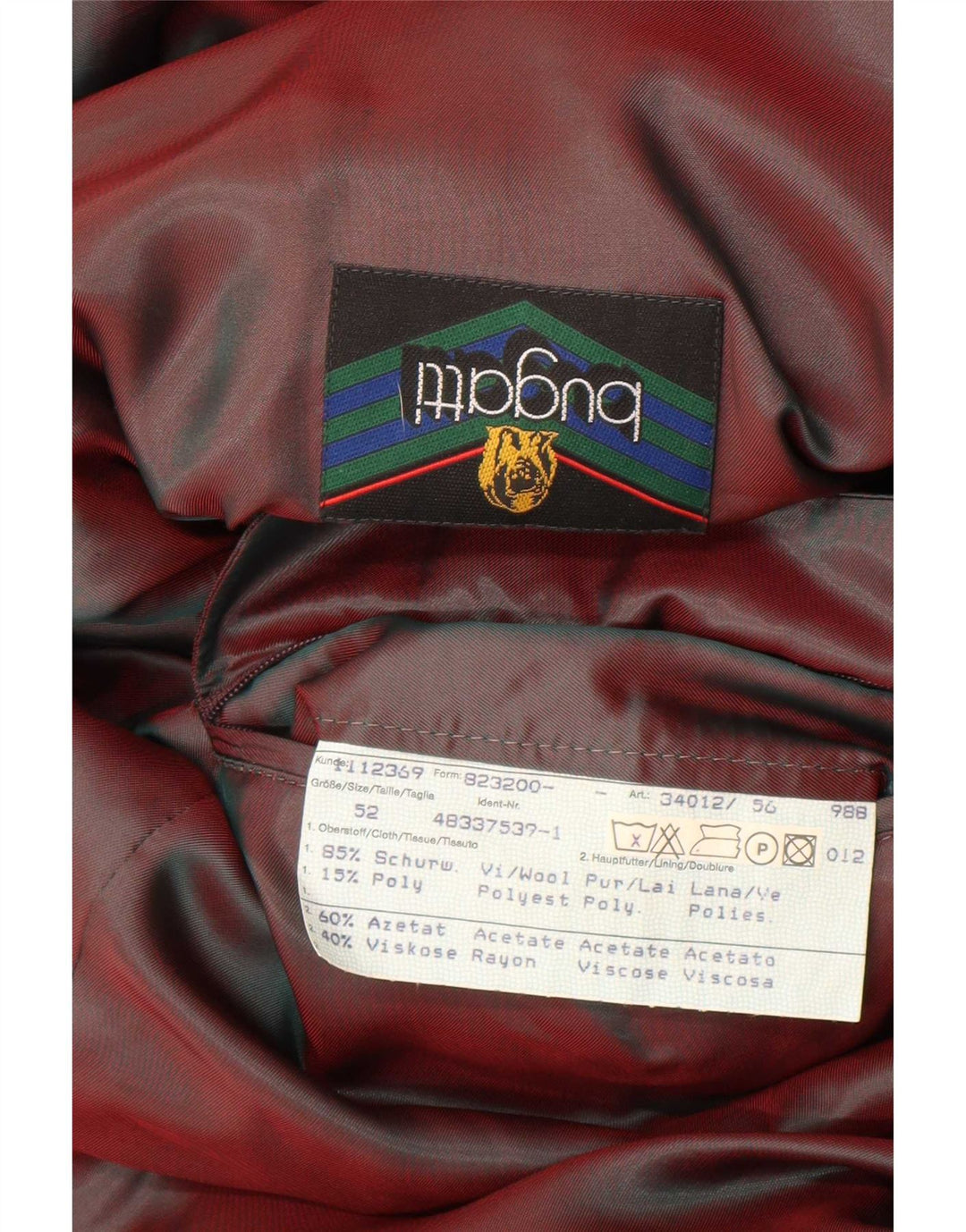 Bugatti Mens Overcoat EU 52 XL Black Wool