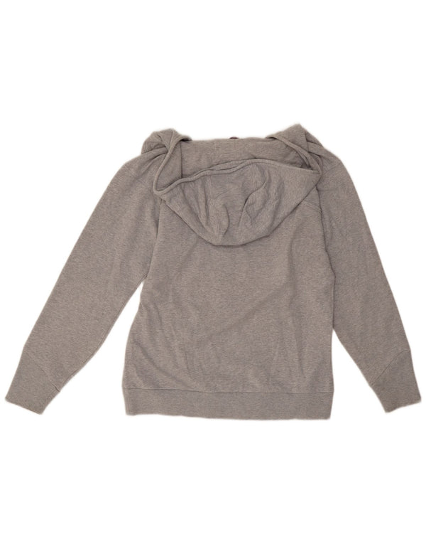 Adidas Womens Graphic Zip Hoodie Sweater UK 14 Medium Grey Cotton