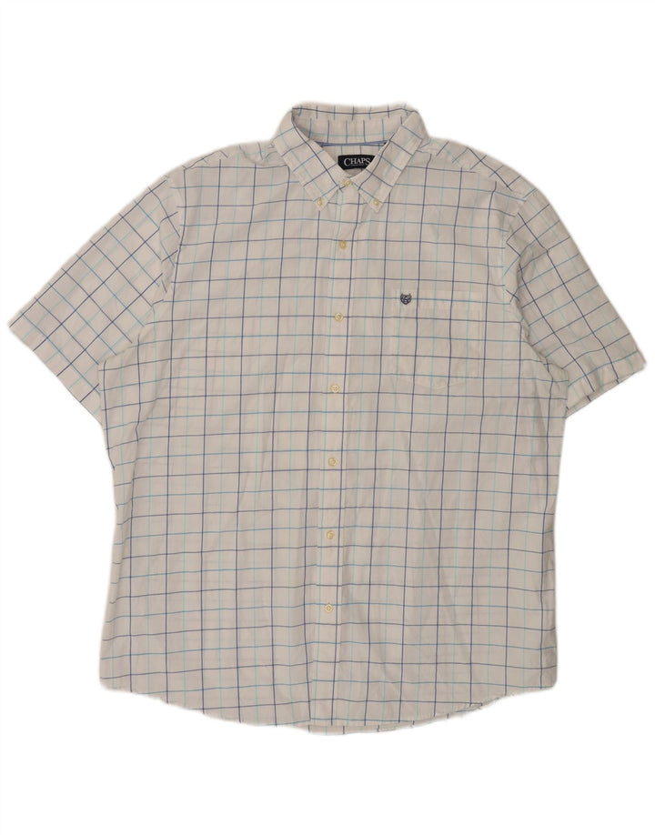 CHAPS Mens Short Sleeve Shirt 2XL White Check Cotton