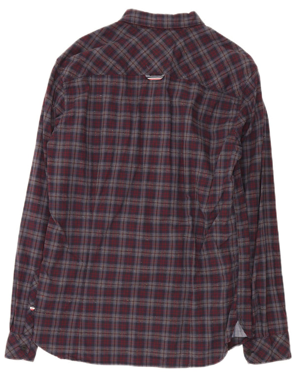 Tommy Hilfiger Mens Slim Fit Flannel Shirt Large Red Check Cotton