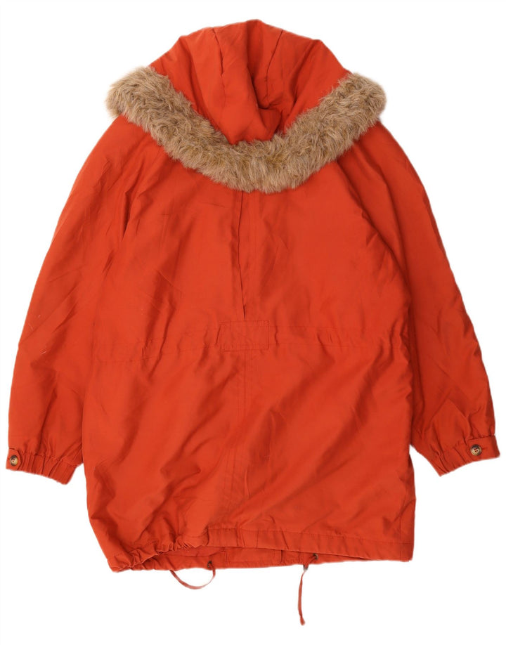 Marks & Spencer Womens Hooded Windbreaker Coat UK 12 Medium Orange
