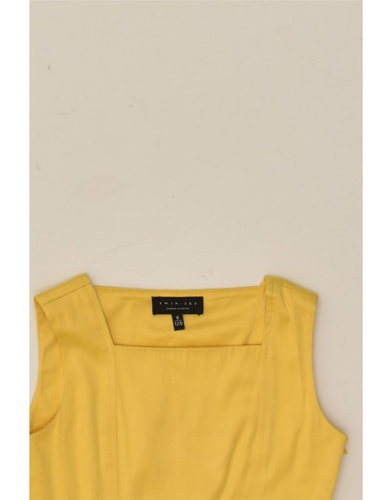 SIMONA BARBIERI Girls Twin-Set Pleated Swing Dress 7-8 Years Yellow | Vintage Simona Barbieri | Thrift | Second-Hand Simona Barbieri | Used Clothing | Messina Hembry 