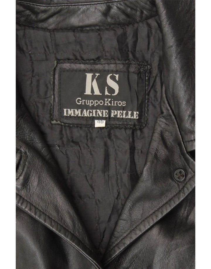 KIROS Womens Leather Coat IT 46 Large Black Leather