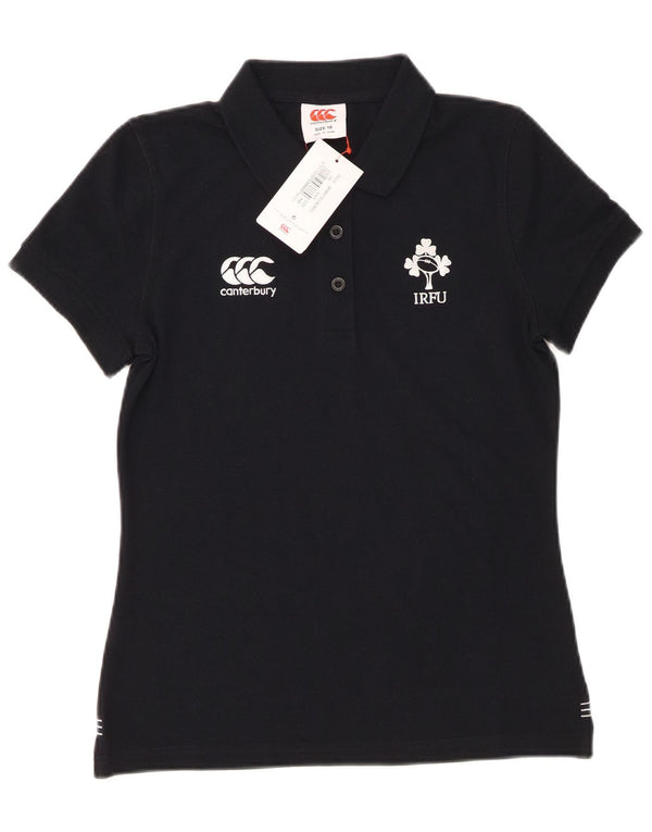 Canterbury Womens IRFU Graphic Polo Shirt UK 10 Small Black Polyester
