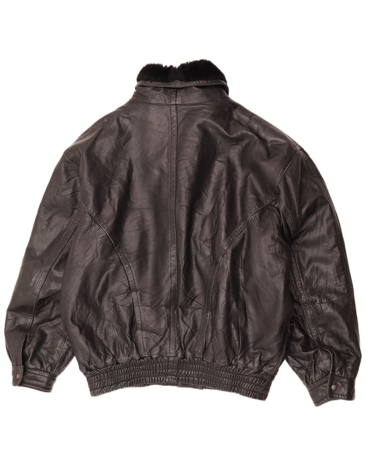 Vintage Mens Leather Jacket UK 42 XL Black Leather